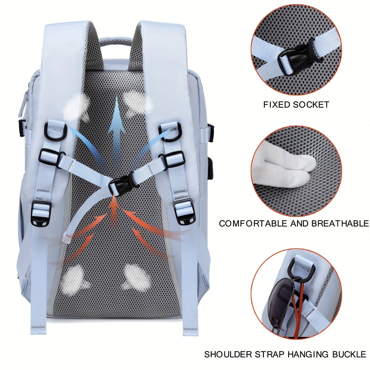 Large Capacity Travel Backpack with Shoe Compartment