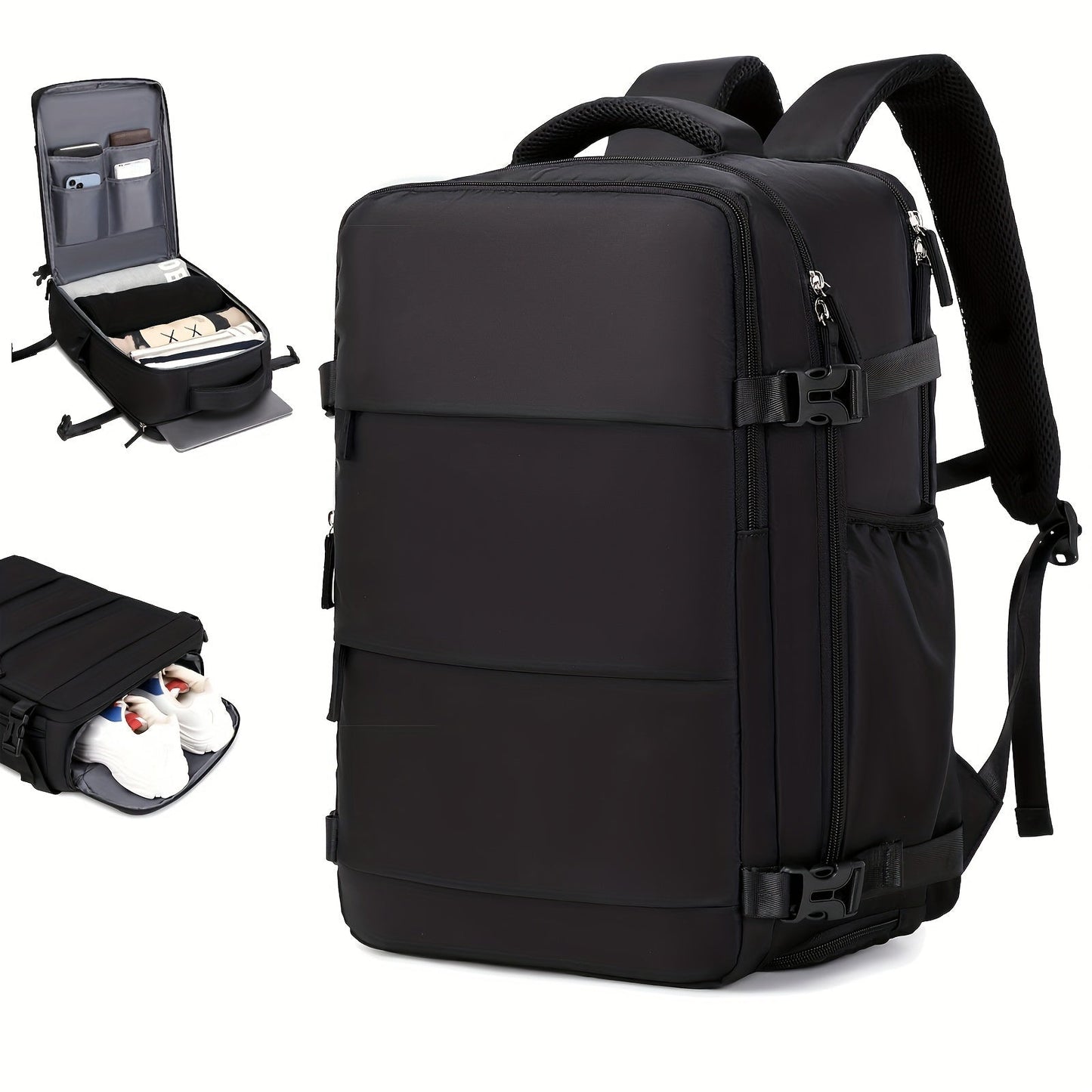 Large Capacity Travel Backpack with Shoe Compartment